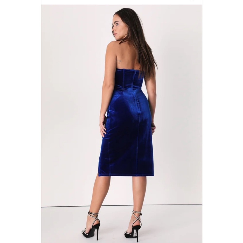Royal blue velvet party dress- xs - Picture 3 of 3